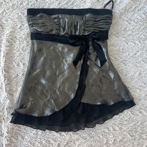 Bebe strapless silver blouse